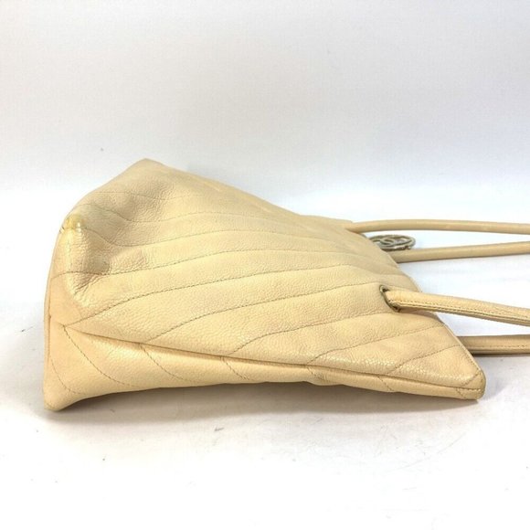 Authentic CHANEL CC CC Mark V-Stitch Chevron Shoulder bag Tote Bag Caviar Leathe - Picture 6 of 16